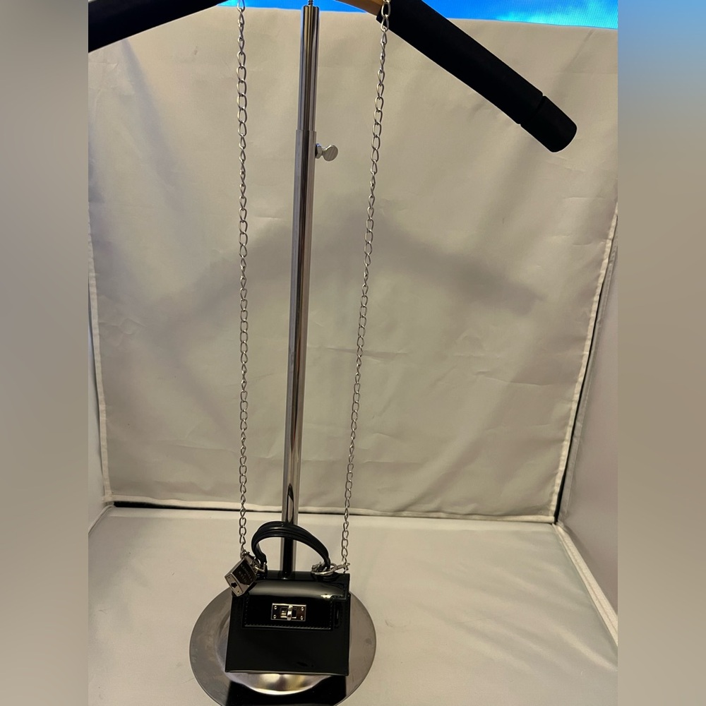 Kendall & Kylie Black Mini Bag with Silver Tone Accents